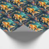 Gouden vis onder water cadeaupapier (Hoek)