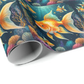 Gouden vis onder water cadeaupapier (Rol Hoek)