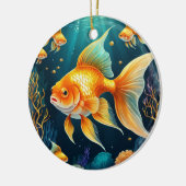 Gouden vis onder water keramisch ornament (Links)