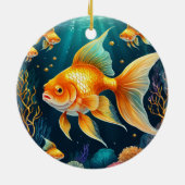 Gouden vis onder water keramisch ornament (Achterkant)
