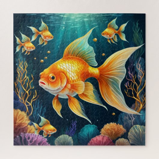 Gouden vis onder water legpuzzel (Verticaal)