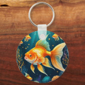Gouden vis onder water sleutelhanger (Achterkant)