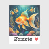 Gouden vis onder water sticker (Vel)