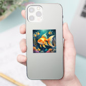 Gouden vis onder water sticker (Telefoon)