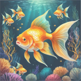 Gouden vis onder water sticker