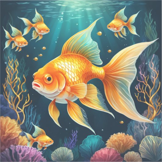 Gouden vis onder water sticker (Voorkant)