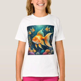 Gouden vis onder water t-shirt