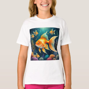 Gouden vis onder water t-shirt