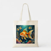 Gouden vis onder water tote bag (Achterkant)