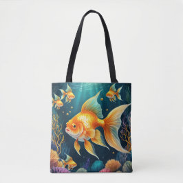 Gouden vis onder water tote bag