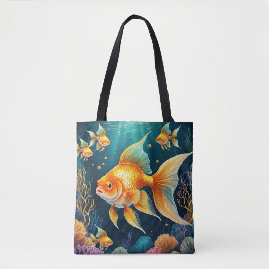 Gouden vis onder water tote bag (Voorkant)