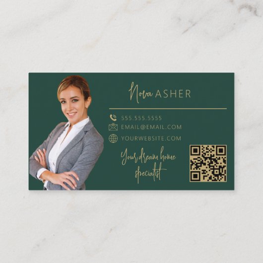 Gouden Visitekaartjes makelaar met QR-code (Achterkant)
