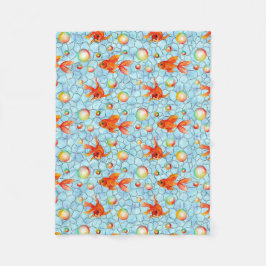 gouden vissen en zeepbellen. fleece deken