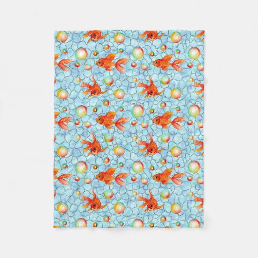 gouden vissen en zeepbellen. fleece deken (Voorkant)