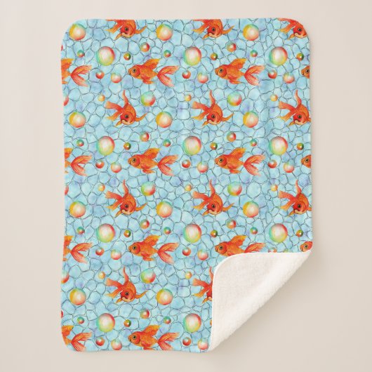 gouden vissen en zeepbellen sherpa deken (Voorkant)