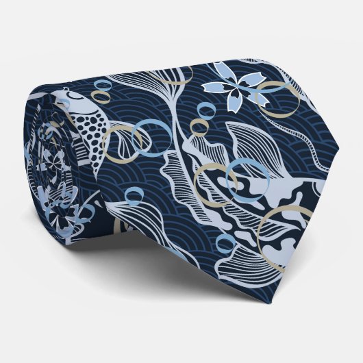 Gouden vissen in bubbels zwembad patroon stropdas (Opgerold)
