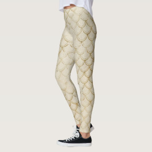 Gouden Vissen Schubben Retro Grunge Zeemeermin Sta Leggings