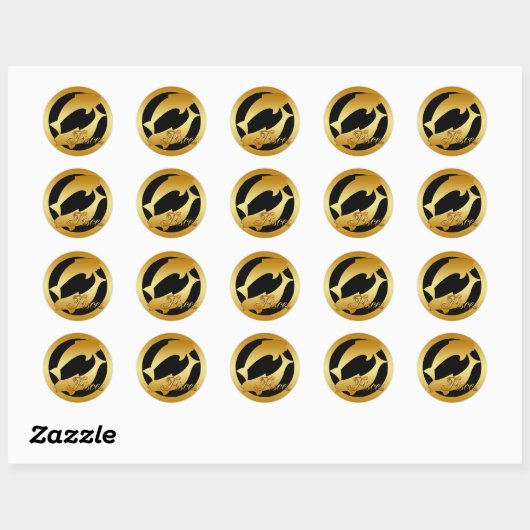 GOUDEN VISSEN STERRENBEELD RONDE STICKER (Vel)