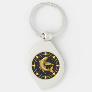 Gouden Vissen Sterrenbeeld Symbool Omringd door St Sleutelhanger