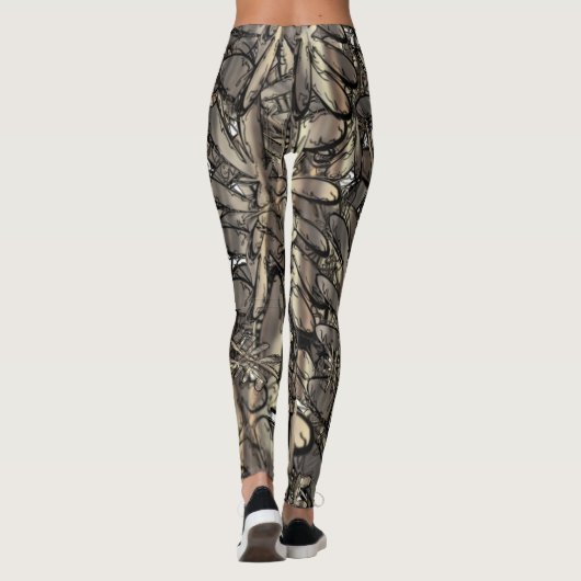 Gouden vlam bloem leggings (Achterkant)