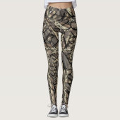 Gouden vlam bloem leggings (Voorkant)