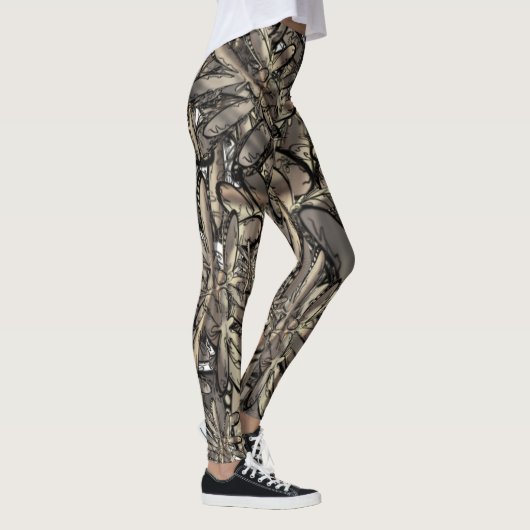 Gouden vlam bloem leggings (Rechts)