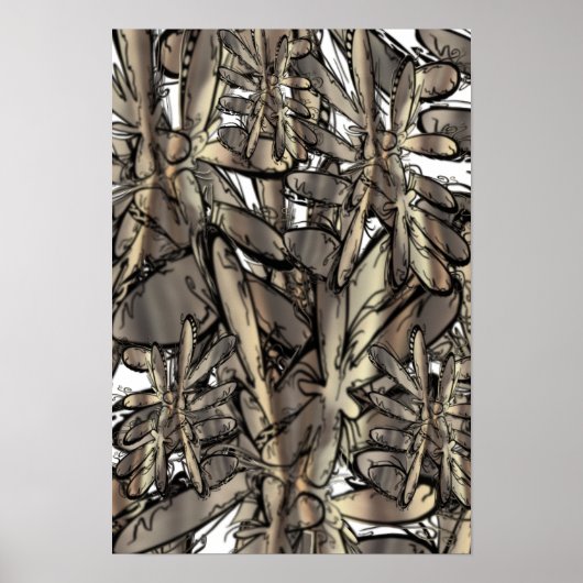 Gouden vlam bloem poster (Voorkant)