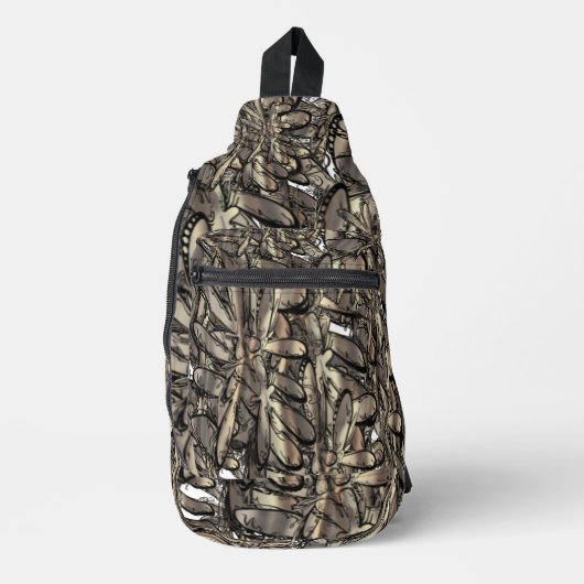 Gouden vlam bloem sling bag (Voorkant)