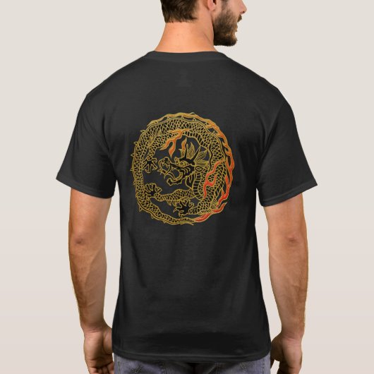 Gouden Vlam Draak Embleem T-shirt (Achterkant)