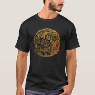 Gouden Vlam Draak Embleem T-shirt