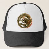 Gouden Vlam Draak Embleem Trucker Pet (Voorkant)