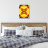 Gouden Vlam Kaleidoscoop Fractale Kunst Canvas Afdruk (Insitu (Slaapkamer))