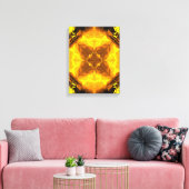 Gouden Vlam Kaleidoscoop Fractale Kunst Canvas Afdruk (Insitu (Woonkamer))