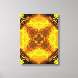 Gouden Vlam Kaleidoscoop Fractale Kunst Canvas Afdruk