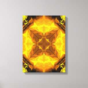 Gouden Vlam Kaleidoscoop Fractale Kunst Canvas Afdruk