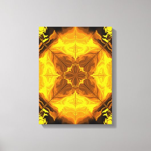 Gouden Vlam Kaleidoscoop Fractale Kunst Canvas Afdruk (Voorkant)