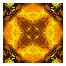 Gouden Vlam Kaleidoscoop Fractale Kunst