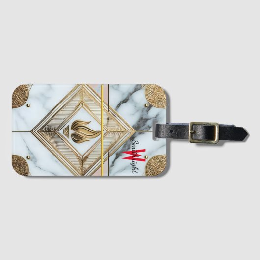 Gouden vlam op Marmer Bagagelabel (Voorkant (horizontaal))