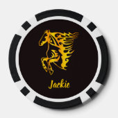 Gouden vlam paard met aangepaste naam poker chips (Achterkant)