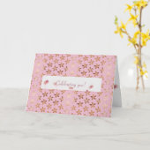 gouden vleermuis op roze verjaardag kaart (Gele Bloem)