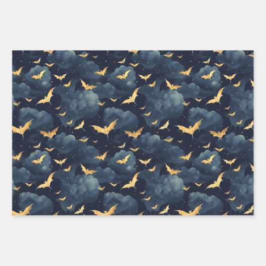 Gouden vleermuizen inpakpapier vel (Voorkant)
