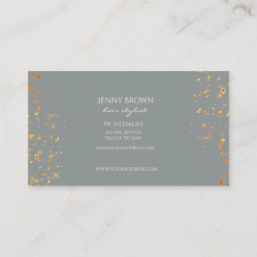 gouden vlekken grijs visitekaartje (Achterkant)