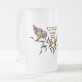 Gouden Vleugel-2 Bierglas Matglas Bierpul (Voorkant links)