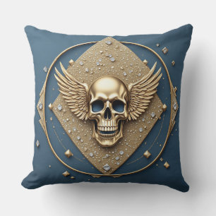 ☠️ Gouden Vleugelige Schedel Gotische Cadeau Voor Kussen