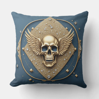 ☠️ Gouden Vleugelige Schedel Gotische Cadeau Voor Kussen