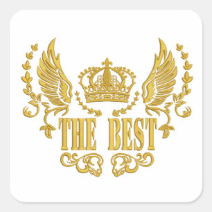Gouden Vleugels Kroon De Beste Vierkante Sticker