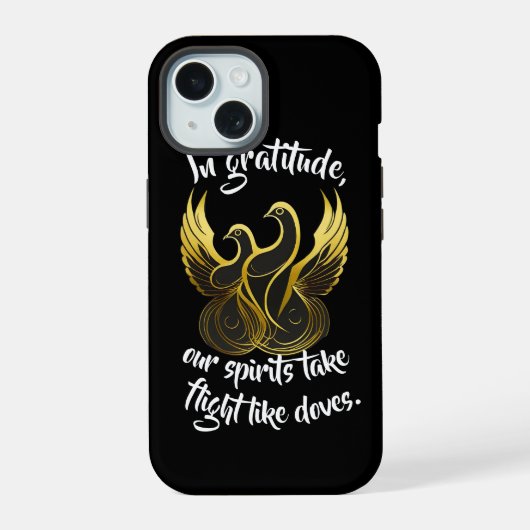 Gouden Vleugels van Dankbaarheid iPhone 15 Case (Achterkant)