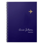 Gouden vliegtuig reist blauw notitieboek (Voorkant)