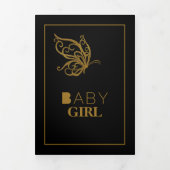 Gouden vlinder, 4 fotocollage Baby Geboorte Drieluik Aankondiging (Cover)