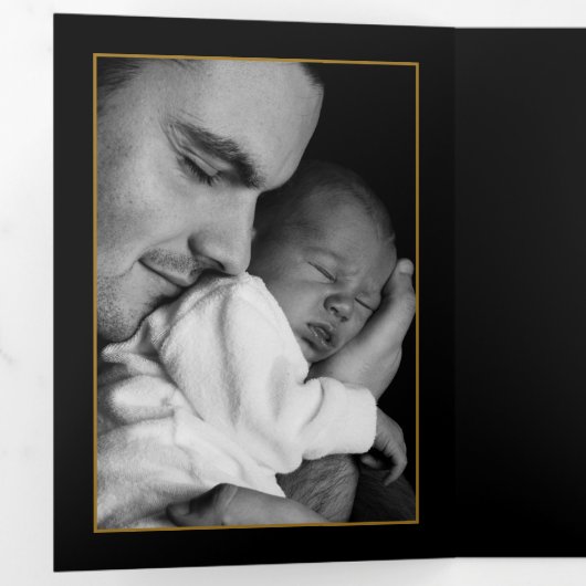 Gouden vlinder, 4 fotocollage Baby Geboorte Drieluik Aankondiging (Binnenzijde eerst)